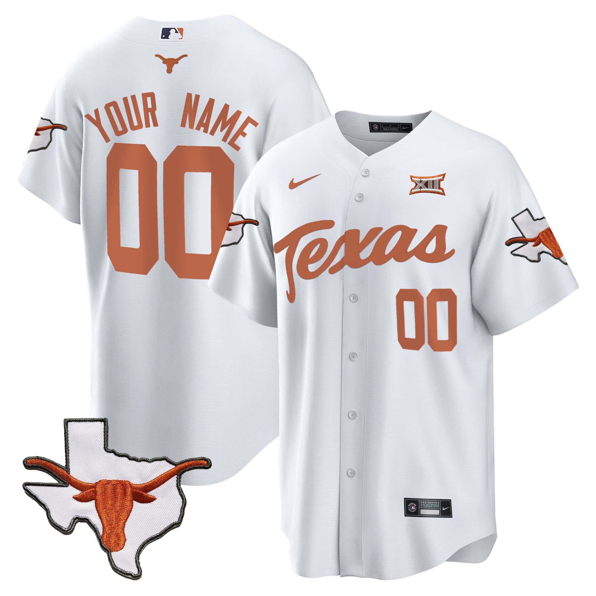 Men Texas Longhorns White 2024 Nike Baseball Custom NCAA Jersey